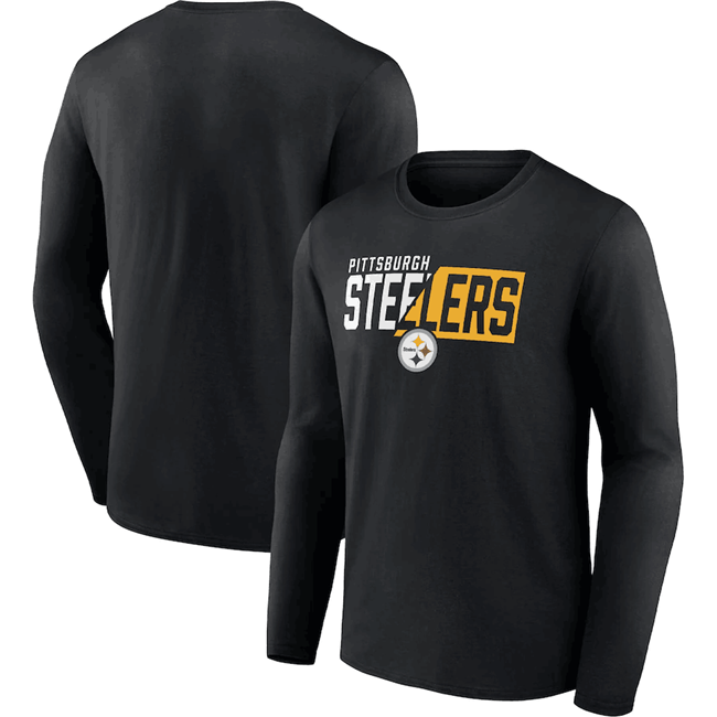 Men's Pittsburgh Steelers Black One Two Long Sleeve T-Shirt